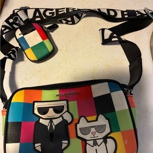 Karl Lagerfeld Colorful Graphic Messenger Bag
